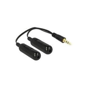 DeLOCK - Audio Splitter - 30 AWG - Mini-Phone Stereo 3,5 mm (M) - Mini-Phone Stereo 3,5 mm (B) - 19 cm - Svart (65683)
