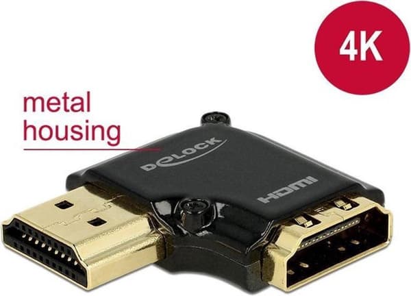 DeLOCK Compact HDMI-adapter - 90° retvinklet - version 2.0 (4K 60Hz HDR)