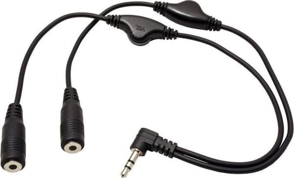 Roline 3,5 mm jack til 2x 3,5 mm jack stereo audio splitter med volumenkontrol / vinklet - 0,30 meter