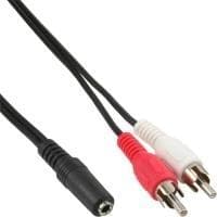InLine RCA/jack-kabel - 2x RCA han til 1x 3,5 mm stereostik - 0,2 m (89940L)