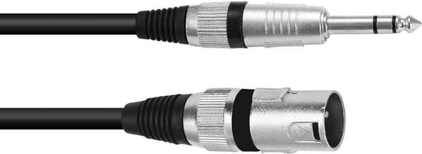 Omnitronic 3022075E XLR-adapterkabel [1x XLR-stik 3-benet - 1x jackstik 6,3 mm (stereo)] 0,15 m sort (3022075E)