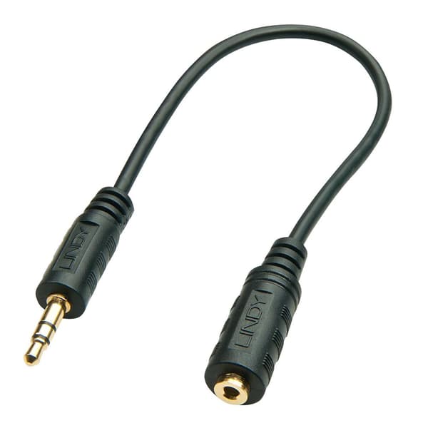 Lindy Premium - Audio Adapter - 0,08 mm² - Mini-Phone Stereo 3,5 mm (M) til Stereo Micro Plug (W) - 20 cm - Afskærmet - Sort (35699)