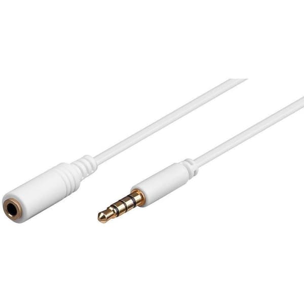 Goobay 3,5 mm Jack 4-stifts audio slim förlängningskabel AWG28 - vit - 1 meter