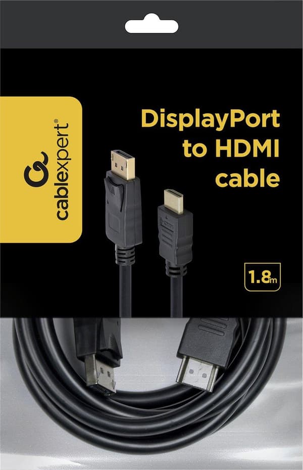Gembird CC-DP-HDMI-6 DisplayPort til HDMI-kabel (ikke tovejs), 1,8 m, sort