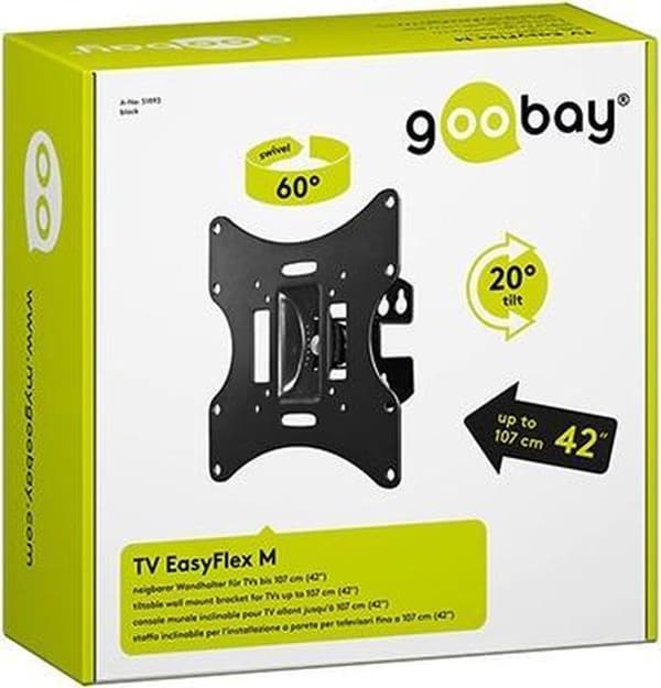 Goobay - Tiltbart och vridbart väggfäste - Lämplig för TV-apparater från 17 till 42 tum