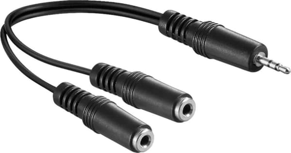 3,5 mm (m) - 2x 3,5 mm Mono Jack (v) splitteradapterkabel - 0,2 meter - Sort