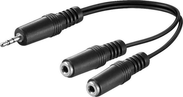 3,5 mm (m) - 2x 3,5 mm Mono Jack (v) splitteradapterkabel - 0,2 meter - Sort