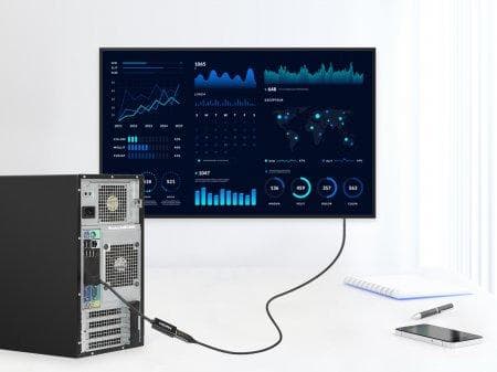 MANHATTAN 4K@60Hz Active DisplayPort til HDMI-adapter DisplayPort han-til-HDMI-hun-kabeladapter med dongle, sort (153713)