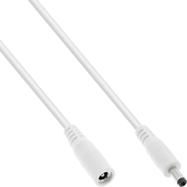 InLine DC forlængerkabel - DC stik/stik 4,0x1,7mm - AWG 18 - hvid 2m (26902D)