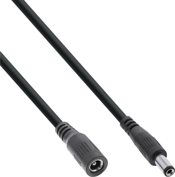 InLine DC-förlängningskabel - DC-kontakt/-uttag 5,5x2,5 mm - AWG 18 - svart 1m (26901G)