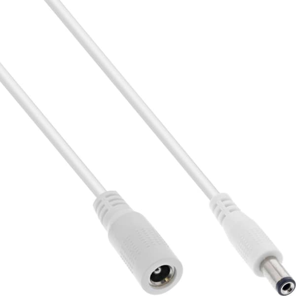 InLine DC-förlängningskabel - DC-kontakt/-uttag 5,5x2,5mm - AWG 18 - vit - 0,5m (26955F)