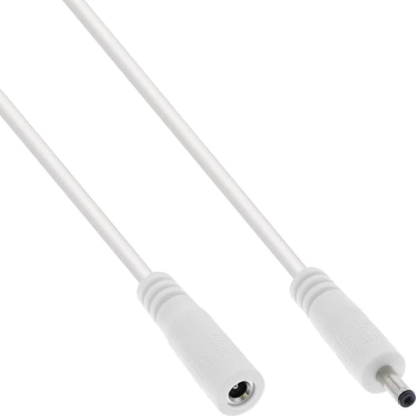 InLine DC-förlängningskabel - DC-kontakt/-uttag 3,5x1,35 mm - AWG 18 - vit 2m (26902H)