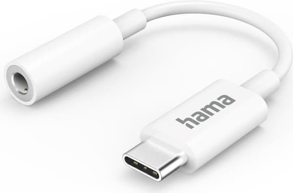 Hama Aux Adapter USB-C - 3,5 mm jack-stik, hvid (00139540)