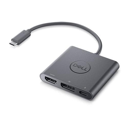 Dell Adapter USB-C till HDMI/DP med Power Pass-Through - Videoadapter - 24-stifts USB-C hane till HDMI, DisplayPort, USB-C (endast ström) hona - 18 cm