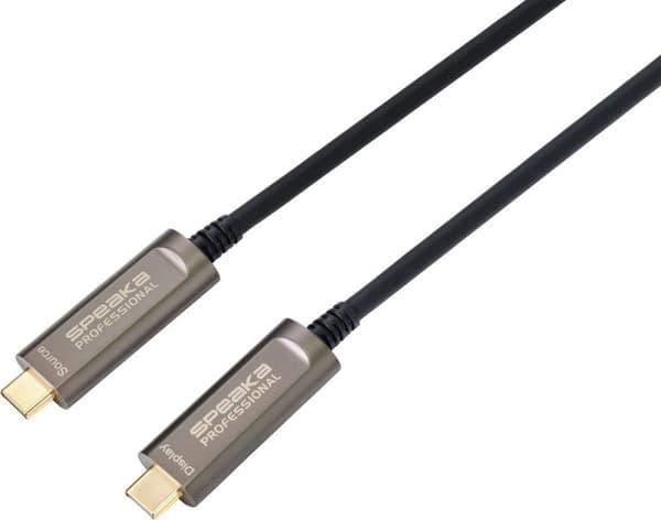 SpeaKa Professional USB-C® Anslutningskabel USB-C®-kontakt, USB-C®-kontakt 10,00 m Svart SP-9505620 TPE-mantel USB-C-skärm