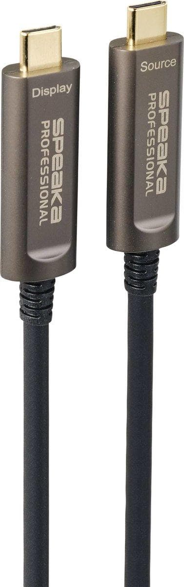 SpeaKa Professional USB-C® Anslutningskabel USB-C®-kontakt, USB-C®-kontakt 10,00 m Svart SP-9505620 TPE-mantel USB-C-skärm