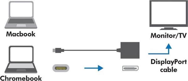 LogiLink USB-C till DisplayPort-adapter med DP Alt-läge (4K 60 Hz) / Vit - 0,15 meter
