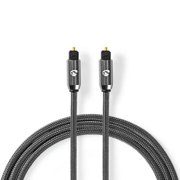 Nedis Optinen Audiokaapeli | TosLink uros | TosLink uros | 1.00 m | Pyöreä | Puuvilla | Gun Metal Harmaa | Laatikko kannella ja ikkunalla