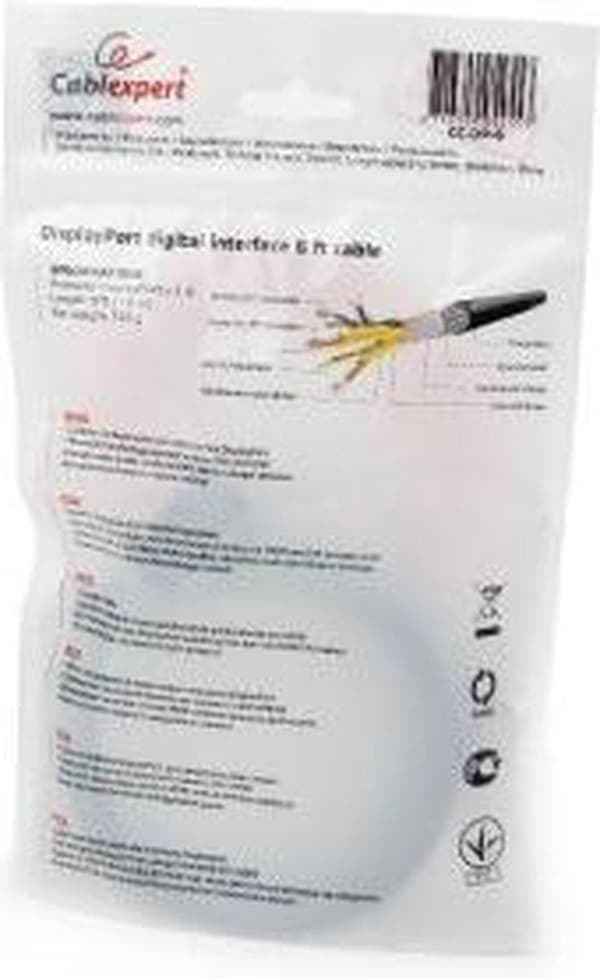 Gembird CC-DP2-6 DisplayPort-kabel 1,8 m Sort