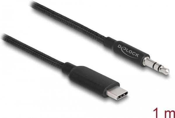 Delock Audio Stereo Kabel USB Type-C han til stereo jack 3,5 mm 3 ben 1 m sort (85208)