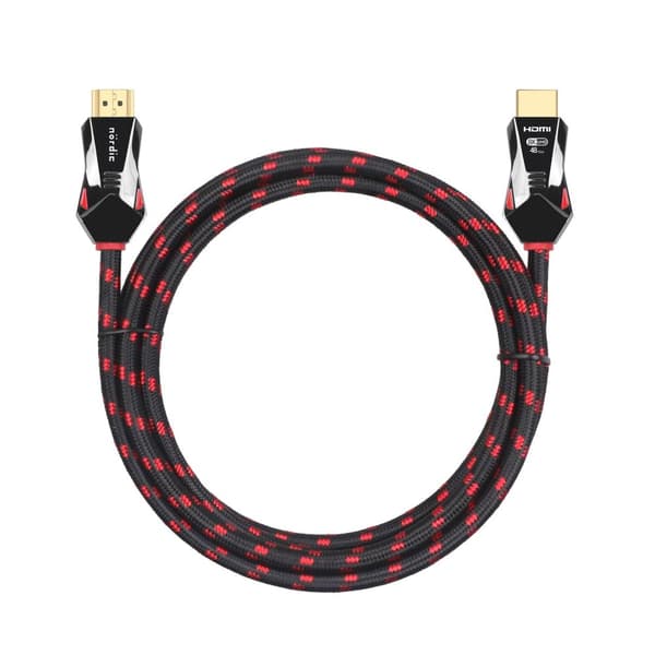 NÖRDIC CERTIFIED CABLES 1m Ultra High Speed HDMI 2.1 8K 60Hz 4K 120Hz 48Gbps Dynamic HDR eARC VRR nylonflätad kabel guldpläterade kontakter