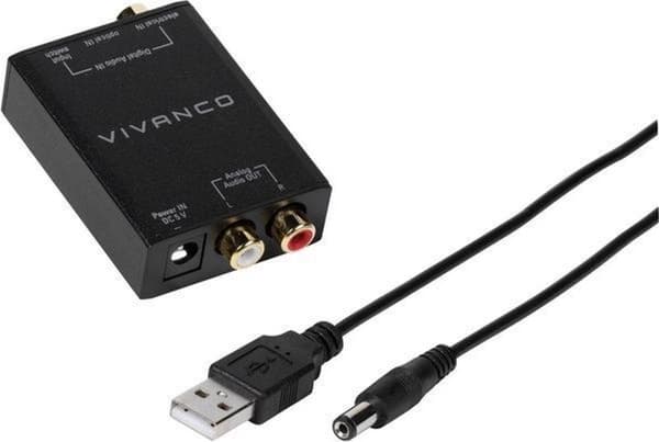 Vivanco-adapter, a) fra 1x cinch-stik, 1x Toslink-stik, optisk, b) til 2x cinch-stik (46143)