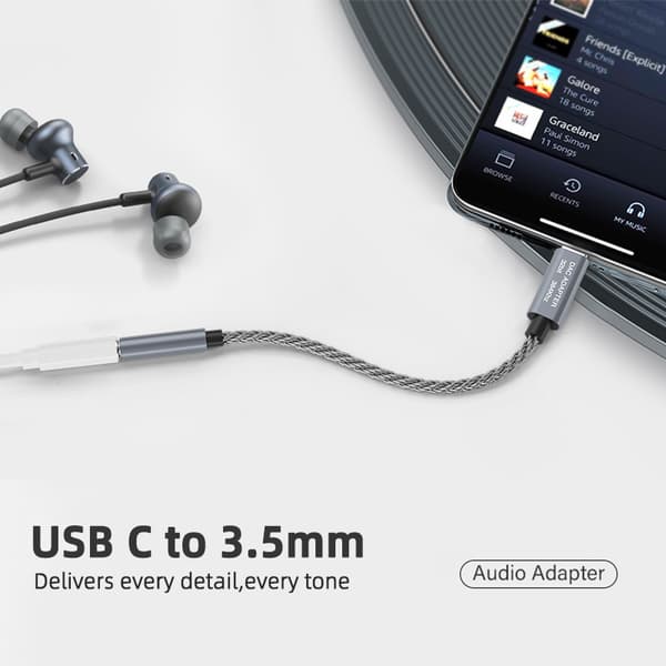 32bit / 384kHz High Definition USB C til 3,5 mm lydadapterkabel