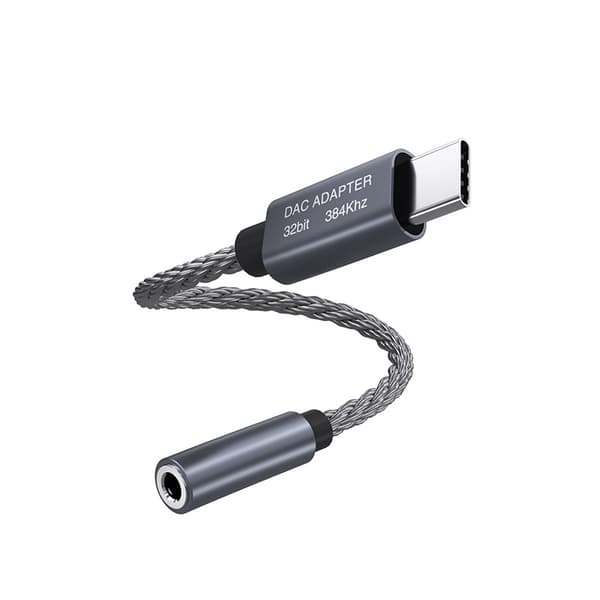 32bit / 384kHz High Definition USB C til 3,5 mm lydadapterkabel Grå