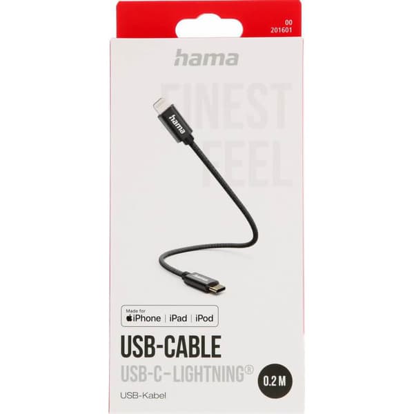 Ladekabel USB-C - Lightning 0.2 m Svart