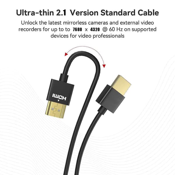 NÖRDIC 50 cm slank Ultra High Speed ​​​​HDMI2.1 8K 60Hz 4K 120Hz 48Gbps Dynamic HDR eARC Game Mode VRR Dolby ATMOS