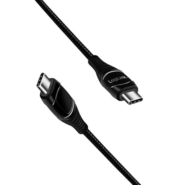 USB-C - USB-C kabel med display USB 2.0 PD 3.1 240W 1 m Sort