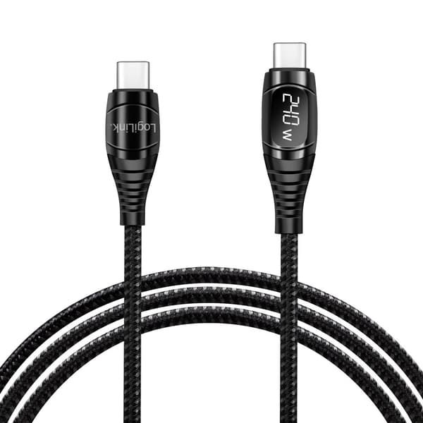 USB-C - USB-C kabel med display USB 2.0 PD 3.1 240W 1 m Sort
