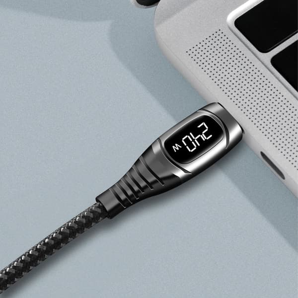 USB-C - USB-C kabel med display USB 2.0 PD 3.1 240W 1 m Sort
