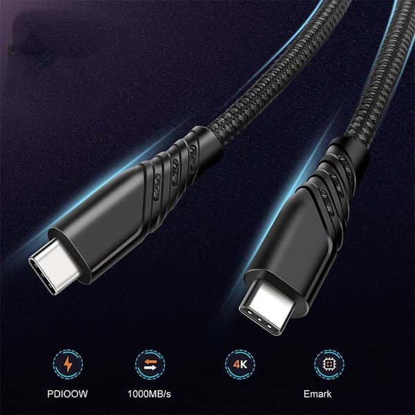Typ-C till Type-C-kabel snabbladdningskabel PD100W 10Gbps 4K 60HZ