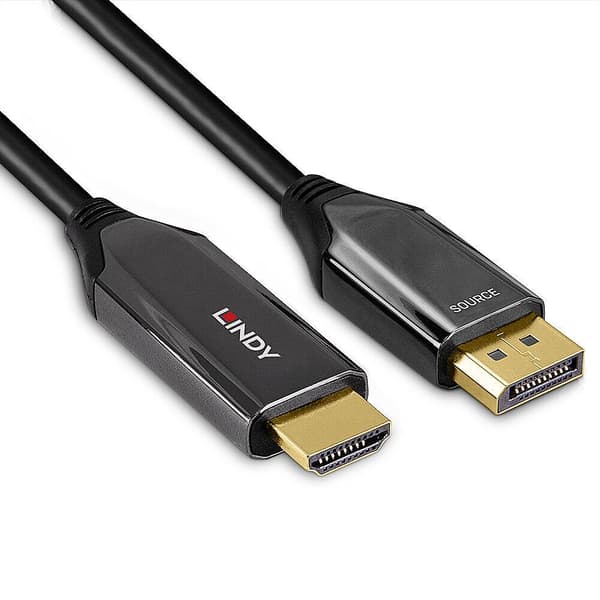 Lindy - Adapterkabel - DisplayPort han til HDMI han - 2.0m - skærmet - sort - rund, understøtter 8K 60 Hz (7680 x 4320), understøtter 4K 120 Hz (4096