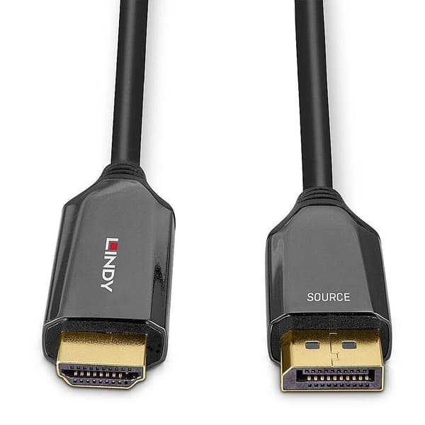 Lindy - Adapterkabel - DisplayPort han til HDMI han - 2.0m - skærmet - sort - rund, understøtter 8K 60 Hz (7680 x 4320), understøtter 4K 120 Hz (4096