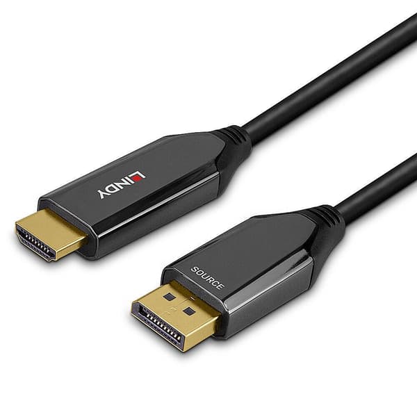 Lindy - Adapterkabel - DisplayPort han til HDMI han - 2.0m - skærmet - sort - rund, understøtter 8K 60 Hz (7680 x 4320), understøtter 4K 120 Hz (4096