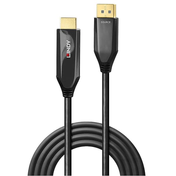 Lindy - Adapterkabel - DisplayPort han til HDMI han - 2.0m - skærmet - sort - rund, understøtter 8K 60 Hz (7680 x 4320), understøtter 4K 120 Hz (4096