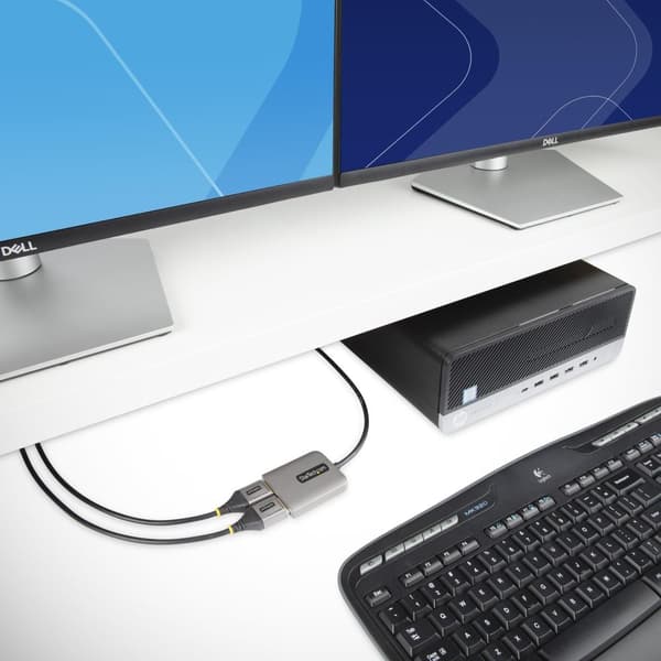 STARTECH.COM 2-Port DisplayPort MST Hub 2x 4K 60Hz DisplayPort splitter til 2x DP DP 1.4 multi-monitor adapter 30 cm kabel Kun Windows (MST14DP122DP)