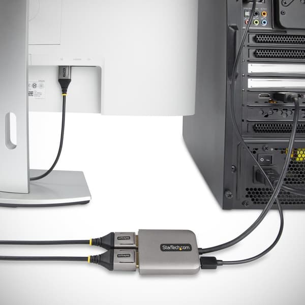 STARTECH.COM 2-Port DisplayPort MST Hub 2x 4K 60Hz DisplayPort splitter til 2x DP DP 1.4 multi-monitor adapter 30 cm kabel Kun Windows (MST14DP122DP)