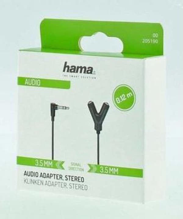 Hama-adapterikaapeli, a) 1 x jakkipistokkeesta 3,5 mm, stereo, b) 2 x jakkiliittimeen 3,5 mm, stereo (00205190)