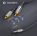 Pikkukuva 3 / 4: Sonero 2x RCA - 3,5 mm äänikaapeli 1,5 m - 3,5 mm - uros - 2 x RCA - uros - 1,5 m - musta (S-AC600-015)