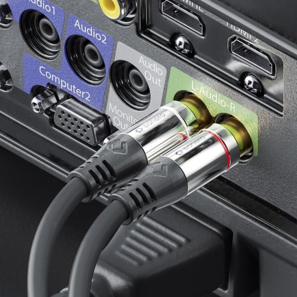 Sonero 2x RCA - 3,5 mm äänikaapeli 1,5 m - 3,5 mm - uros - 2 x RCA - uros - 1,5 m - musta (S-AC600-015)