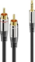 Pikkukuva 1 / 4: Sonero 2x RCA - 3,5 mm äänikaapeli 1,5 m - 3,5 mm - uros - 2 x RCA - uros - 1,5 m - musta (S-AC600-015)