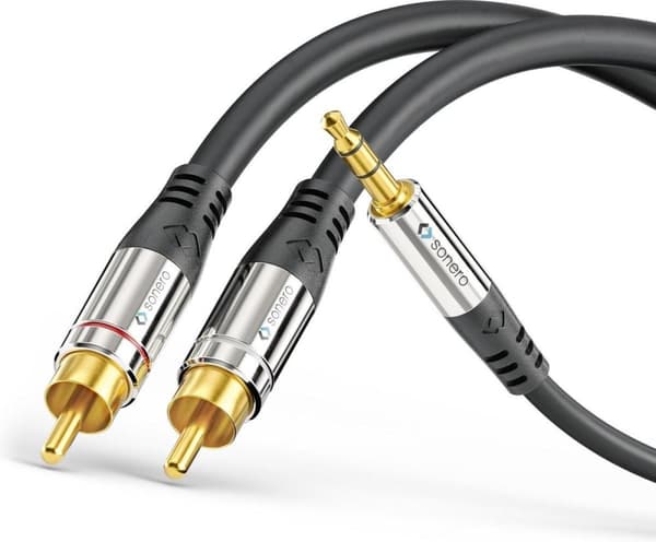 Sonero 2x RCA - 3,5 mm äänikaapeli 3,0 m - 2 x RCA - Uros - 3,5 mm - Uros - 3 m - Musta (S-AC600-030)