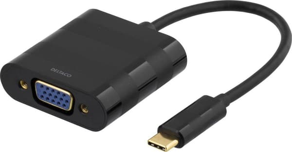 Deltaco USBC-VGA videokabeladapter USB Type-C VGA (D-Sub) Svart (USBC-VGA)
