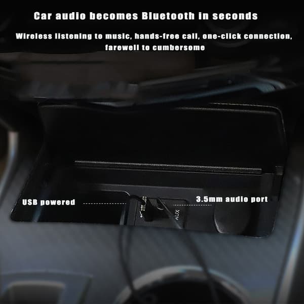 INF Bluetooth-Aux-kabel för bilen/Aux Bluetooth adapter för bil Grå
