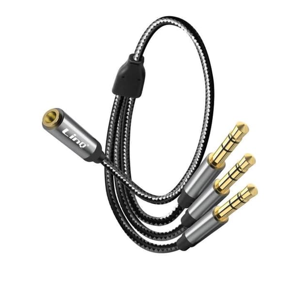 Adapter Splitter Jack 3,5 mm hona till 3x Jack 3,5 mm hane LinQ