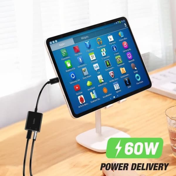 USB-C-adapter - BELKIN - 60W modell - Ljud och laddning - 3,5 mm uttag - Kompakt och lätt