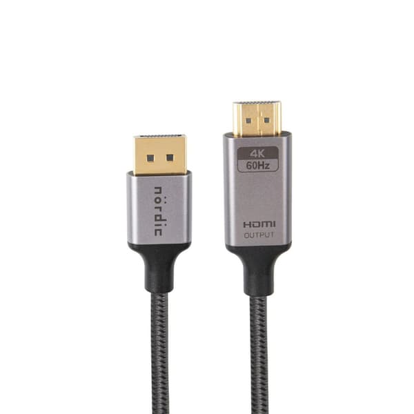 NÖRDIC 3m Displayport till HDMI 4K60Hz Dynamic HDR 18Gbps